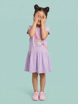 Nautinati - Girls Pure Cotton Disney Minnie Mouse Fanny Pack Placement Print A-line Dress