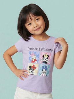 Nautinati - Girls Disney Minnie Mouse & Friends Printed Lavender T-Shirt