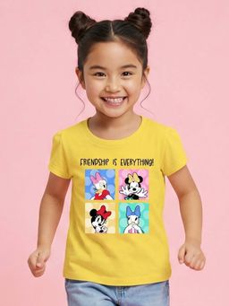 Nautinati - Girls Disney Minnie Mouse & Friends Printed Yellow T-Shirt