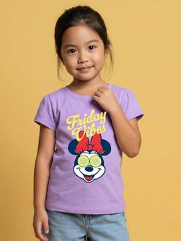 Nautinati - Girls Disney Minnie Mouse Placement Print Lavender T-Shirt