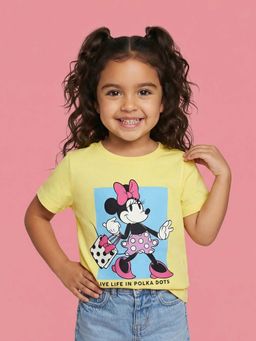 Nautinati - Girls Disney Minnie Mouse Placement Print Yellow T-Shirt