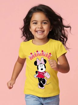Nautinati - Girls Disney Minnie Mouse Cupcake Placement Print Yellow T-Shirt