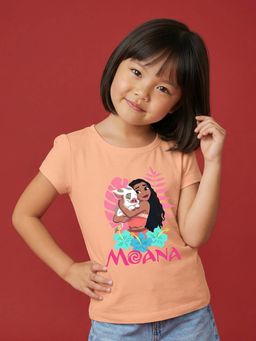 Nautinati - Girls Disney Moana Placement Print Peach T-Shirt