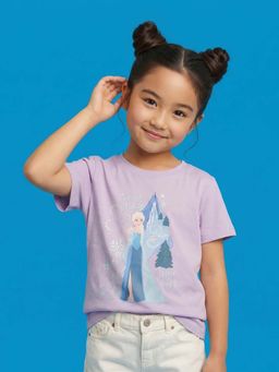Nautinati - Girls Disney Frozen Elsa Placement Print Lavender T-Shirt
