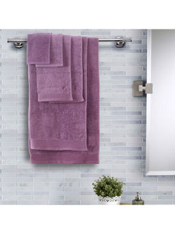 Maspar - Colorart 550GSM Embedded Stripe Solid Shadow Purple Towels (Set of 6)
