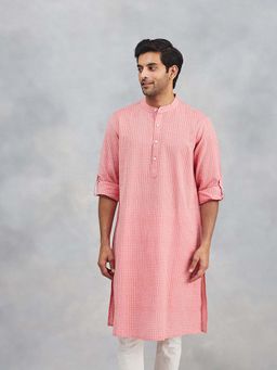 Fabindia - Pink Cotton Dobby Kurta