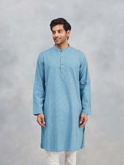 Fabindia - Blue Cotton Striped Kurta