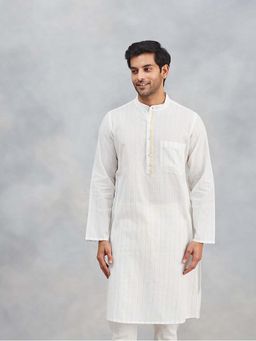 Fabindia - Natural Cotton Blend Striped Slim Fit Kurta