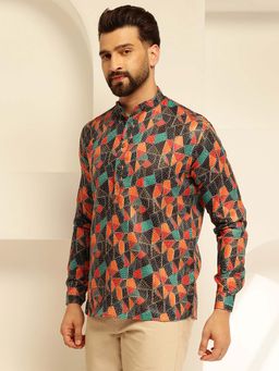 SOJANYA - (Since 1958) Men's Cotton Linen Print Multicolor Only Short Kurta