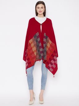 KnitStudio - Red Graphic Knitted Shawl