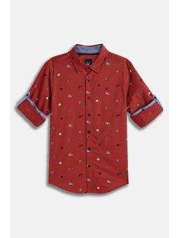 Allen Solly - Boys Red Printed Casual Shirt