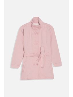Allen Solly - Girls Pink Textured Regular Fit Overcoat