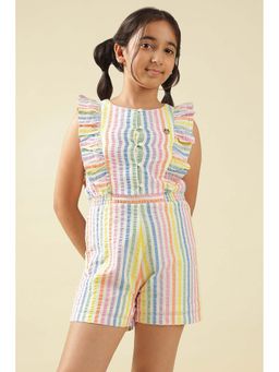 Allen Solly - Girls Multi Color Striped Regular Fit Casual Jumpsuit
