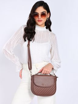 Sassora - Premium Leather Women Sling Bag - Taupe