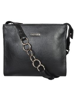 Sassora - Genuine Premium Leather Stylish Sling Bag - Black