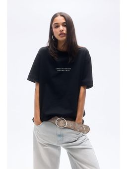 MIXT by Nykaa Fashion - Typography Oversized T-shirt - Black