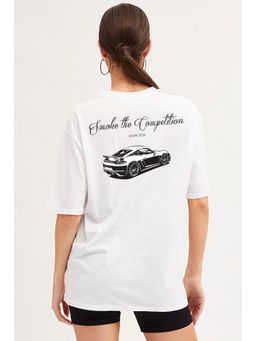 MIXT by Nykaa Fashion - Typography Oversized T-shirt - White