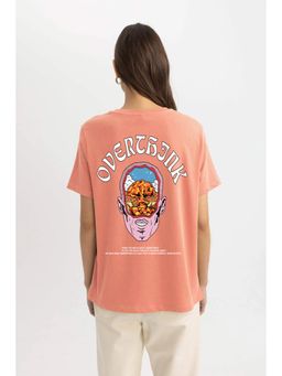 MIXT by Nykaa Fashion - Typography Oversized T-shirt - Peach