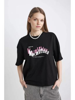 MIXT by Nykaa Fashion - Typography Oversized T-shirt - Black