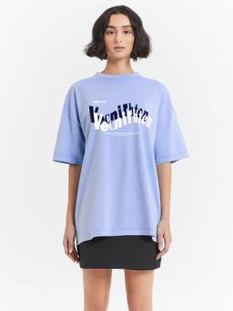 MIXT by Nykaa Fashion - Typography Oversized T-shirt - Lavender