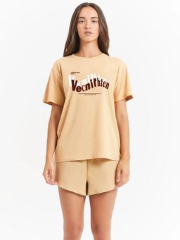 MIXT by Nykaa Fashion - Typography Oversized T-shirt - Beige