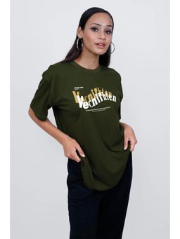 MIXT by Nykaa Fashion - Typography Oversized T-shirt - Olive