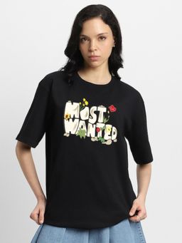 MIXT by Nykaa Fashion - Typography Oversized T-shirt - Black