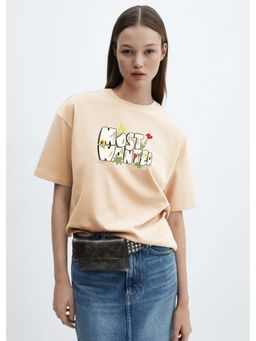 MIXT by Nykaa Fashion - Typography Oversized T-shirt - Beige