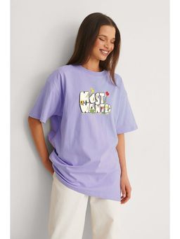 MIXT by Nykaa Fashion - Typography Oversized T-shirt - Lavender