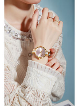 Giordano - Sleek Dial with Gold Accents and two Tone stone studded stainless steel strap (M)