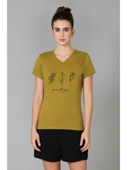 Van Heusen Woman Lingerie and Athleisure - V-Neck & Short Sleeve Lounge T-Shirt - Green Moss Grace