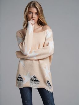 Oh Rare - Beige Pullover Loose Knitted Sweater