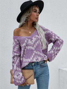 Oh Rare - Purple Knitted Women's Pullover Sweater for Women