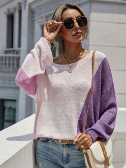 Oh Rare - Pink Casual Round Neck Pullover Women's Sweater
