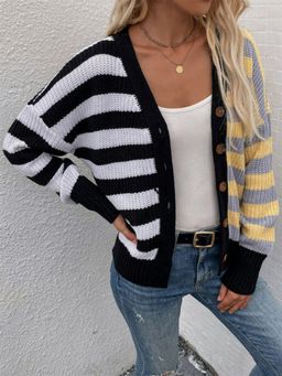 Oh Rare - Black Women's Knitted Sweater Single-Breasted Cardigan