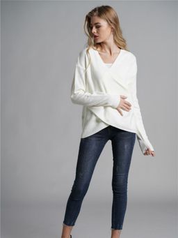 Oh Rare - Off White Cross-Stitched Sweaters