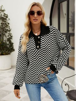 Oh Rare - Black Printed Long Sleeve Sweater