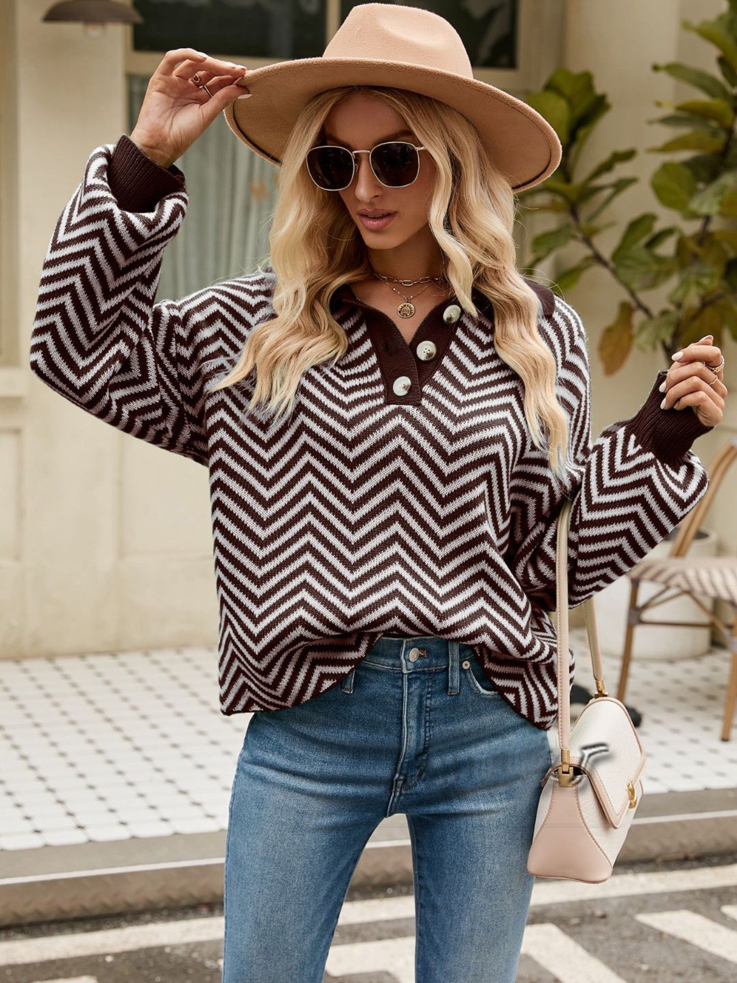 oh rare Brown Printed Long Sleeve Sweater-picture-10