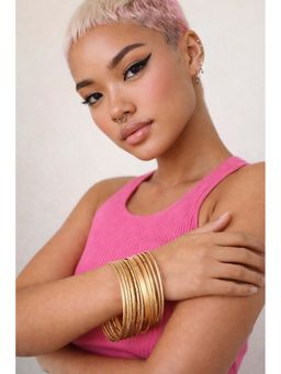 Niska - Women Gold Style Rhombus Twist Anti Tarnish Bangles (Pack of 14)