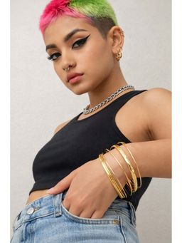 Niska - Women Gold Style Rhombus Twist Anti Tarnish Bangles (Pack of 6)