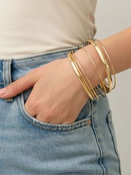 Niska - Women Gold Style Rhombus Twist Anti Tarnish Bangles (Pack of 6)
