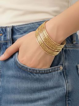 Niska - Women Gold Style Rhombus Twist Anti Tarnish Bangles (Pack of 9)