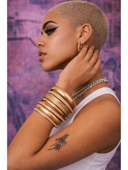 Niska - Women Gold Style Rhombus Twist Anti Tarnish Bangles (Pack of 11)