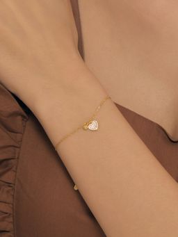 Nistra - Women 925 Sterling Silver Gold Plated Glitter Heart Bracelet
