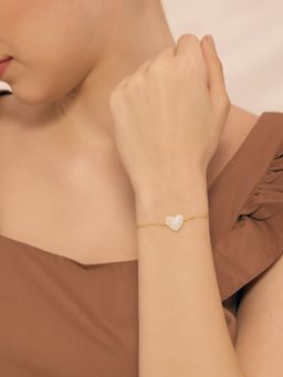 Nistra - Women 925 Sterling Silver Gold Plated Radiant Heart Bracelet