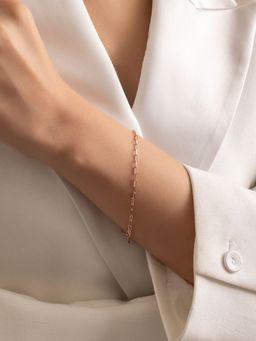 Nistra - Women 925 Sterling Silver Rose Gold Plated Suave Minimalist Link Bracelet