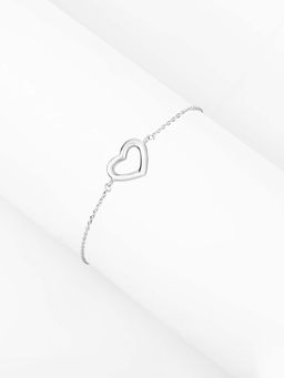 Nistra - Women 925 Sterling Silver Minimalist Heart Bracelet