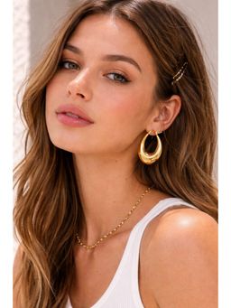 Niska - Women Gold-Plated Circular Hoop Earrings