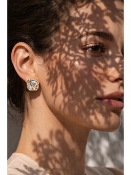 Niska - Women White Stone Alloy Artificial Stud Earrings