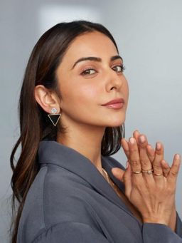 Accessher - Women Gold Plated Triangle Black-White Stone Enamel Drop Earrings